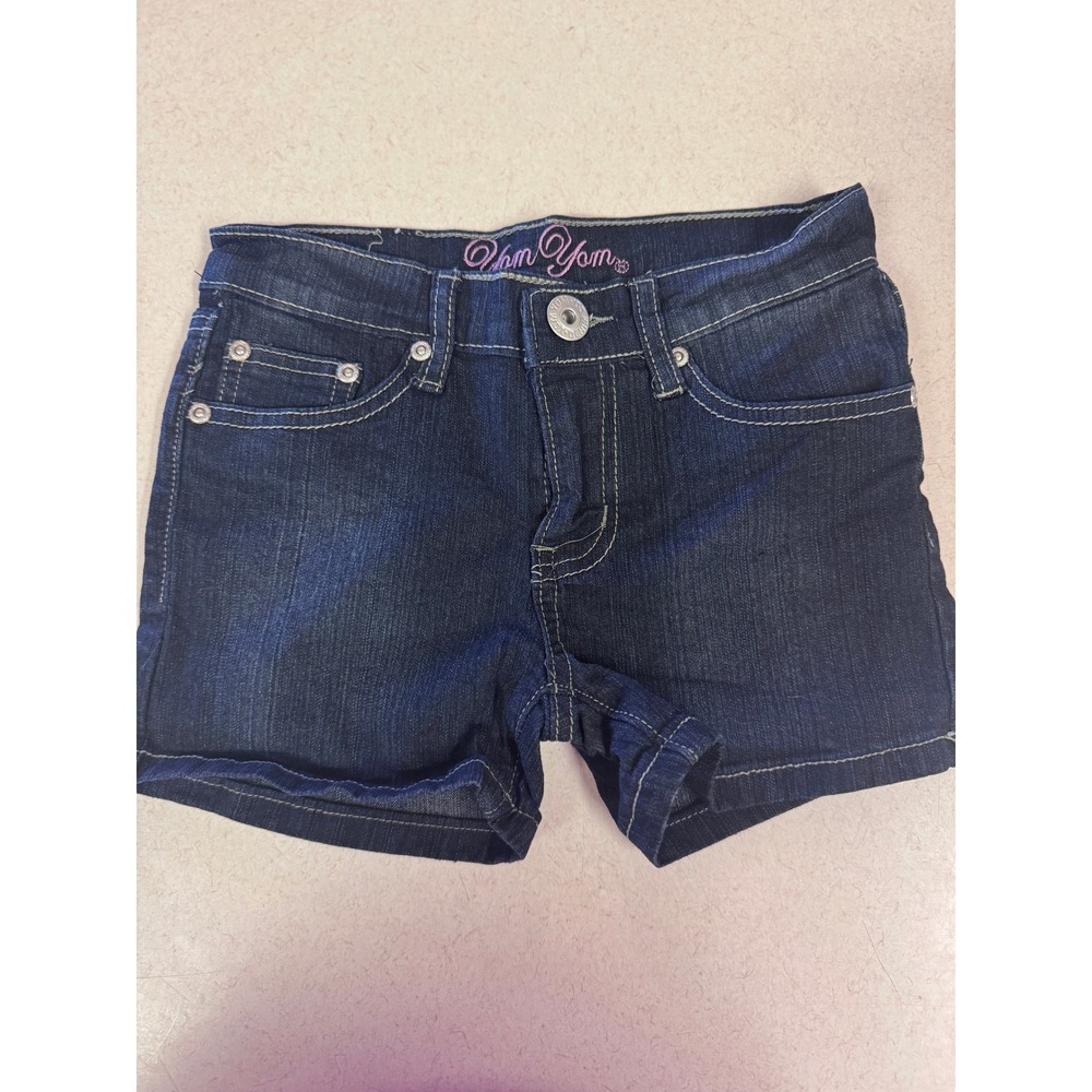 Yom Yom Girls Dark Wash Denim Embroidered Rhinestone‎ Shorts Size 6